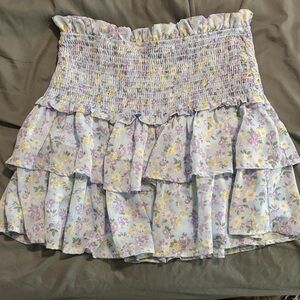 Altar'd State Floral Smocked Mini Skirt - Lavender and Soft Yellow